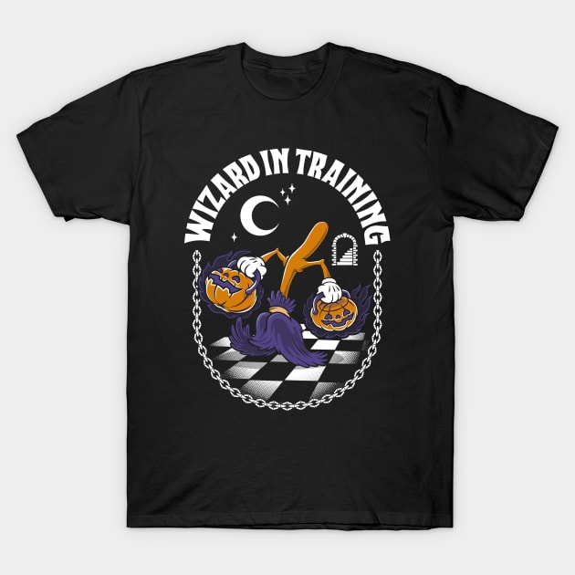 Wizard in Training - Creepy Cute Pumpkin - Spooky Vintage Cartoon T-Shirt by Nemons